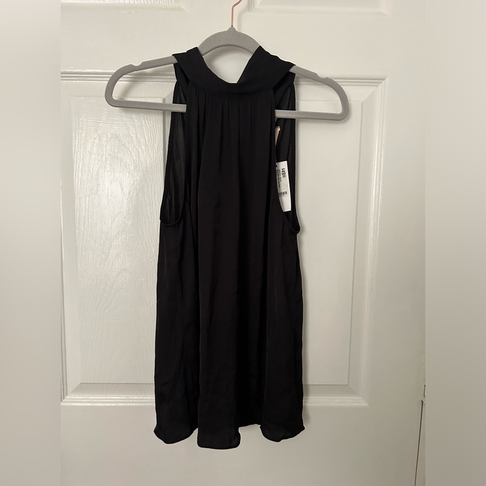 Sleeveless Black Halter Neck Blouse